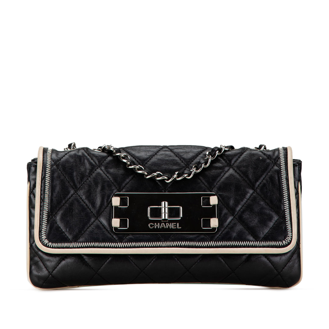 Quilted Lambskin Reissue East West Flap Black - Gaby Paris