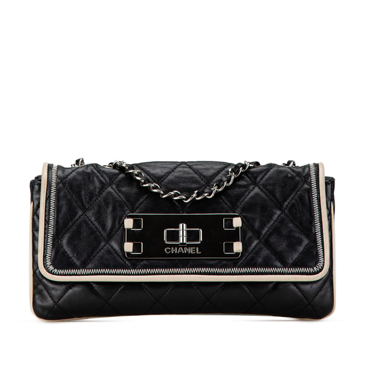 Quilted Lambskin Reissue East West Flap Black - Gaby Paris