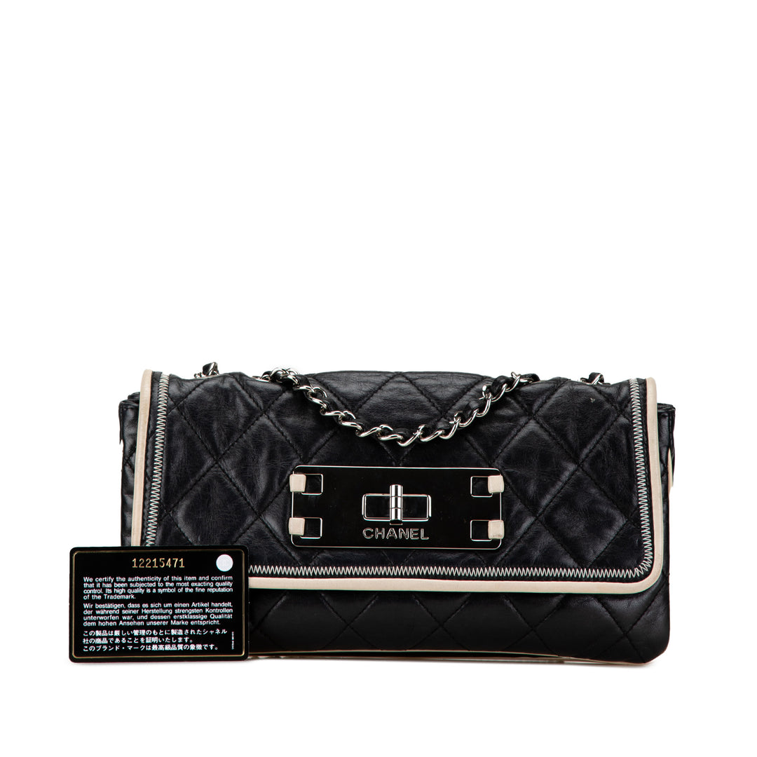 Quilted Lambskin Reissue East West Flap Black - Gaby Paris