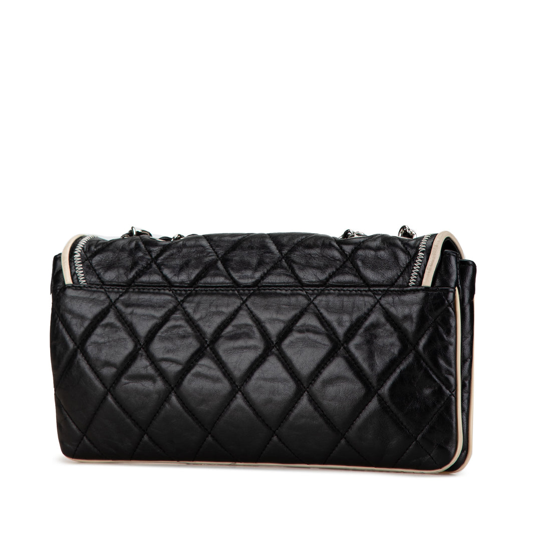 Quilted Lambskin Reissue East West Flap Black - Gaby Paris