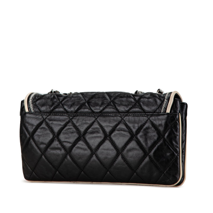 Quilted Lambskin Reissue East West Flap Black - Gaby Paris