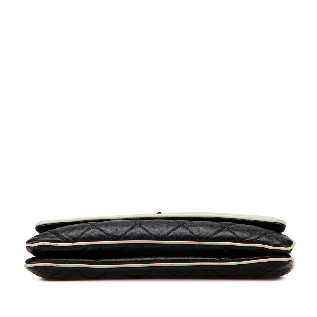 Quilted Lambskin Reissue East West Flap Black - Gaby Paris