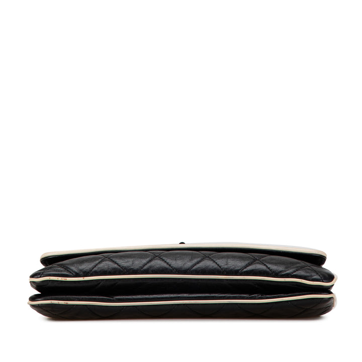 Quilted Lambskin Reissue East West Flap Black - Gaby Paris