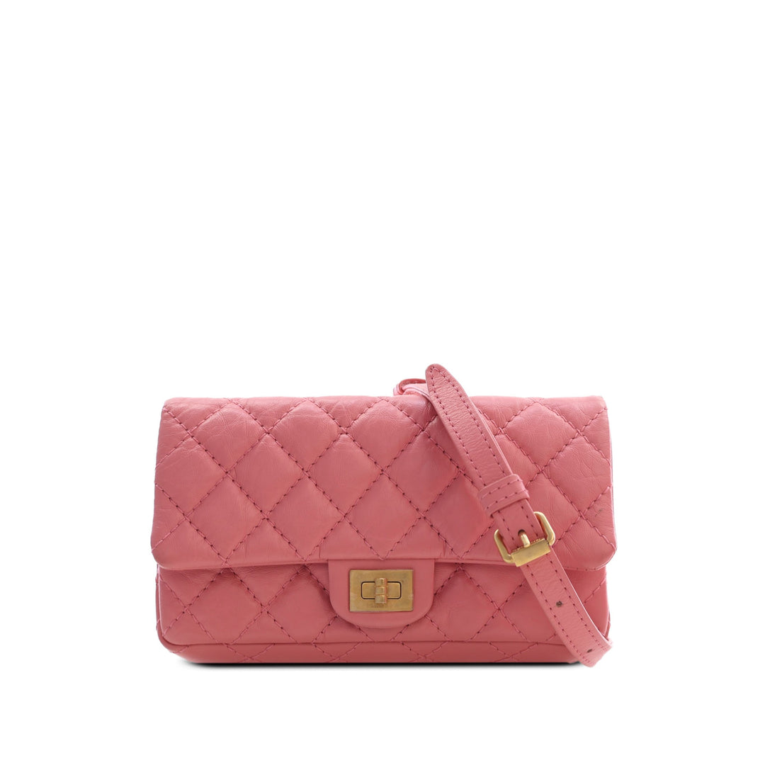 Chanel Ceinture Matelassé vieilli Reissue 2.55 à rabat Cuir de veau Rose – vue principale – GABY PARIS