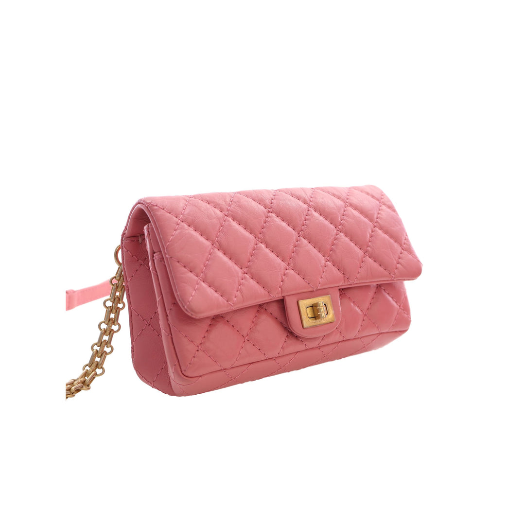 Chanel Ceinture Matelassé vieilli Reissue 2.55 à rabat Cuir de veau Rose – vue 12 – GABY PARIS