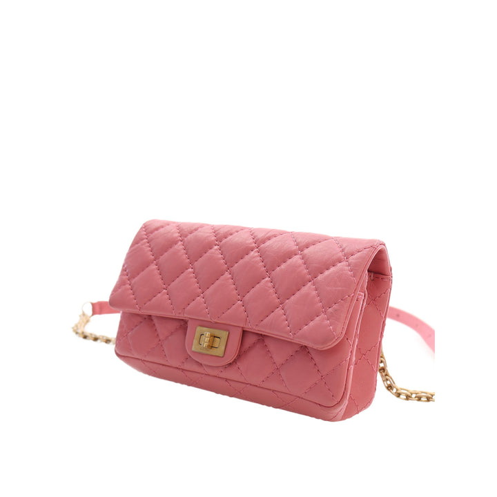 Chanel Ceinture Matelassé vieilli Reissue 2.55 à rabat Cuir de veau Rose – vue 13 – GABY PARIS