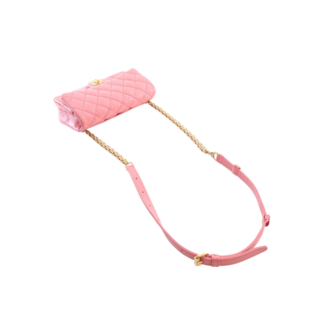Chanel Ceinture Matelassé vieilli Reissue 2.55 à rabat Cuir de veau Rose – vue 6 – GABY PARIS