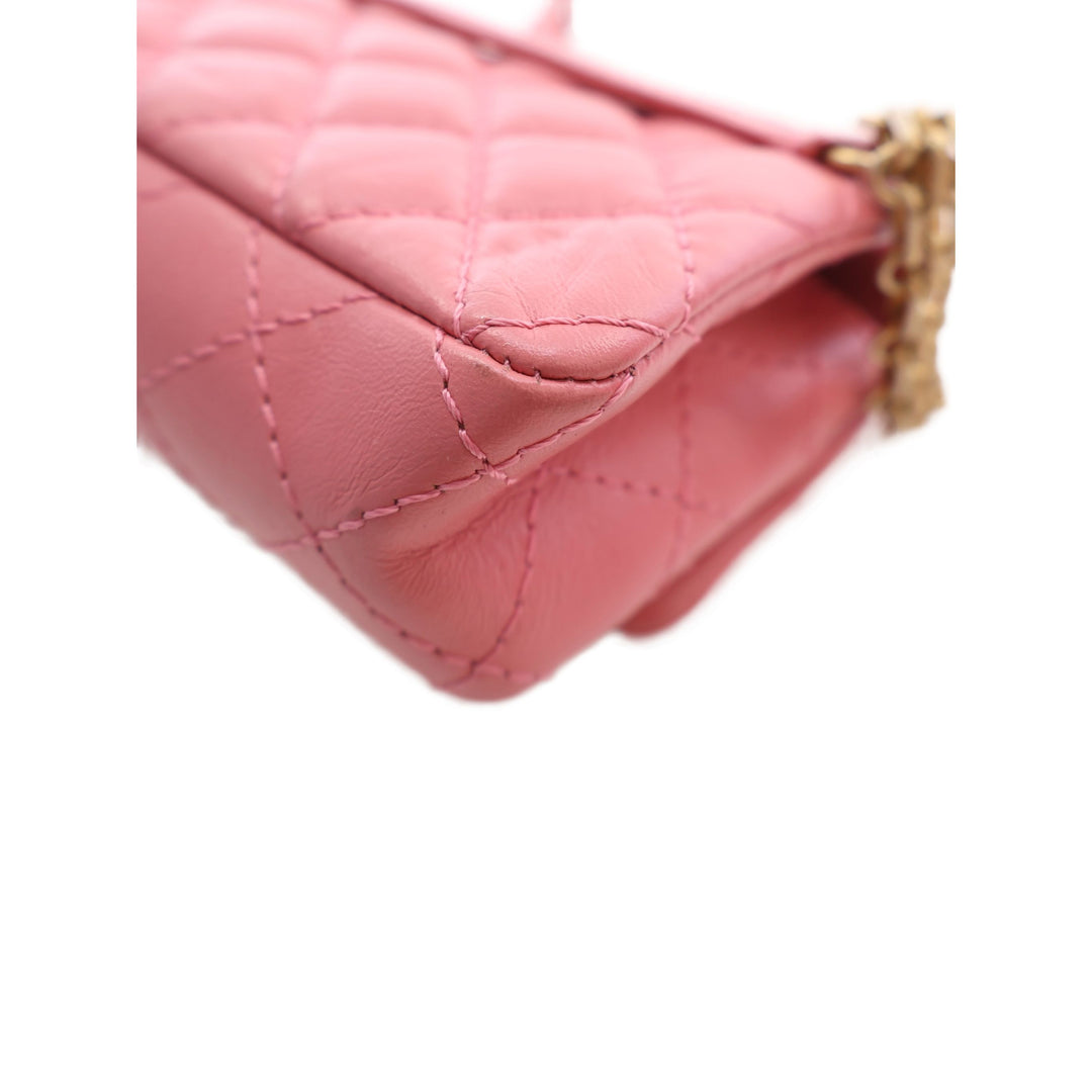 Chanel Ceinture Matelassé vieilli Reissue 2.55 à rabat Cuir de veau Rose – vue 8 – GABY PARIS