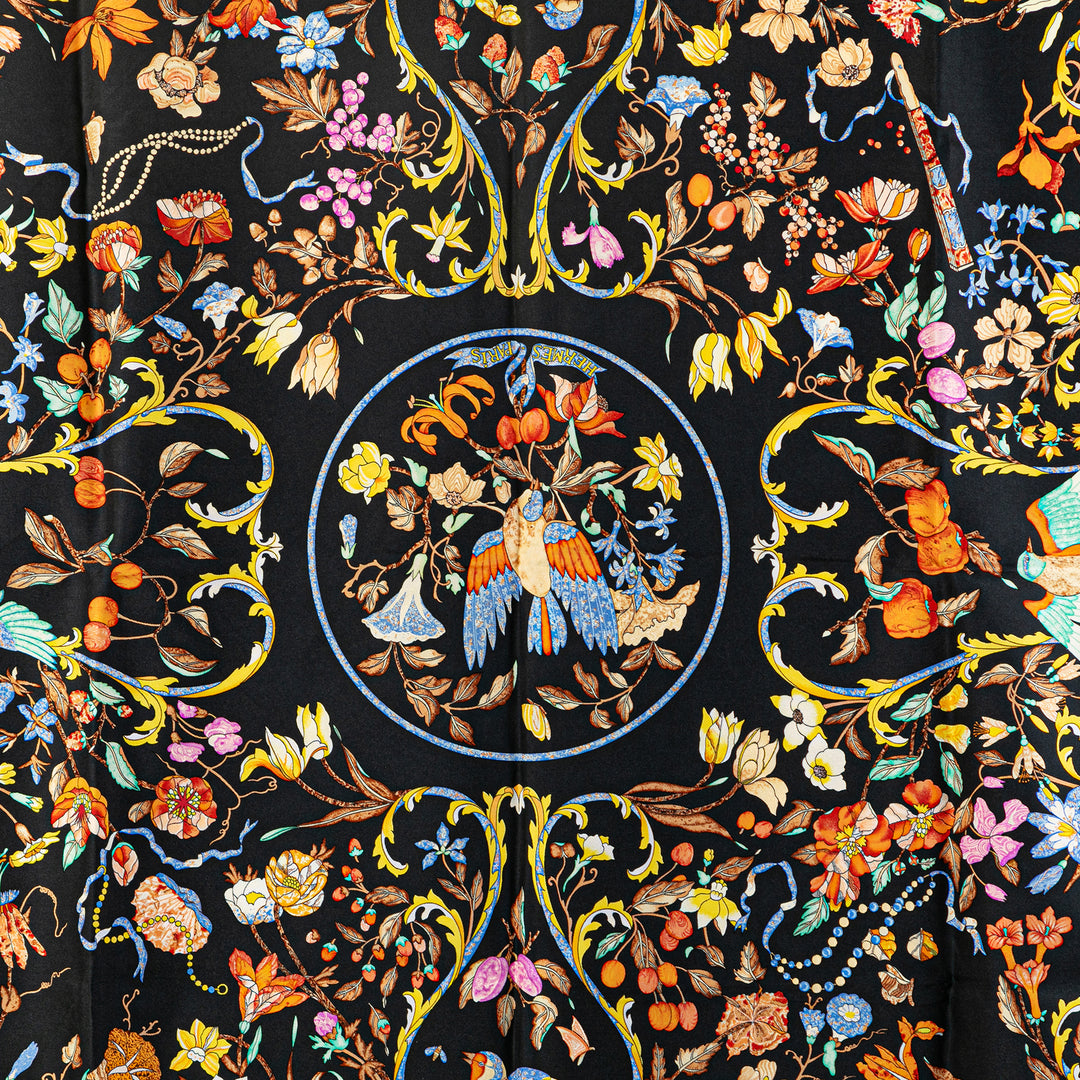 Pierres D Orient Et D Occident Silk Scarf Black - Gaby Paris