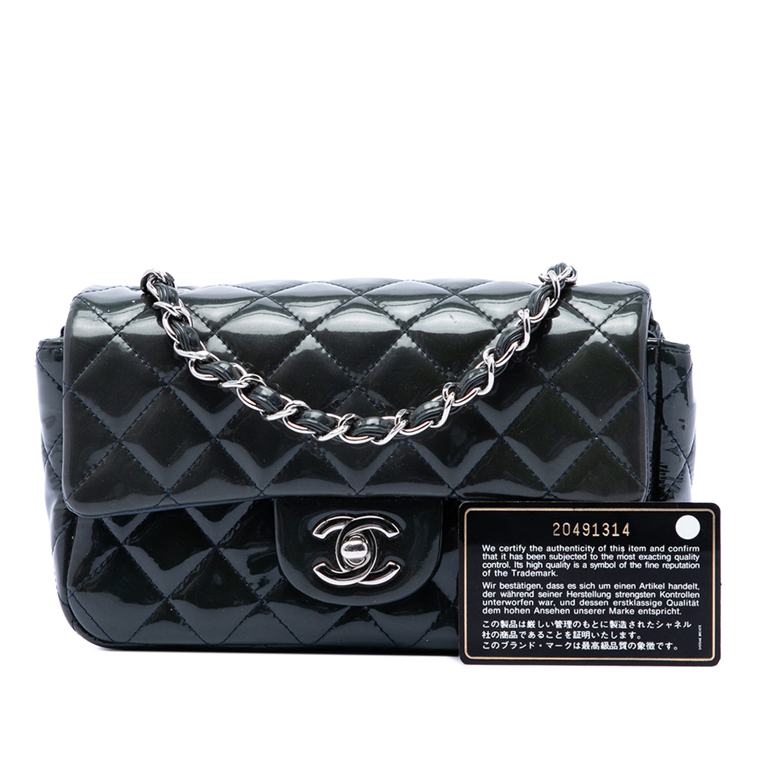 Chanel Mini Rectangular Classic Cuir verni Simple rabat