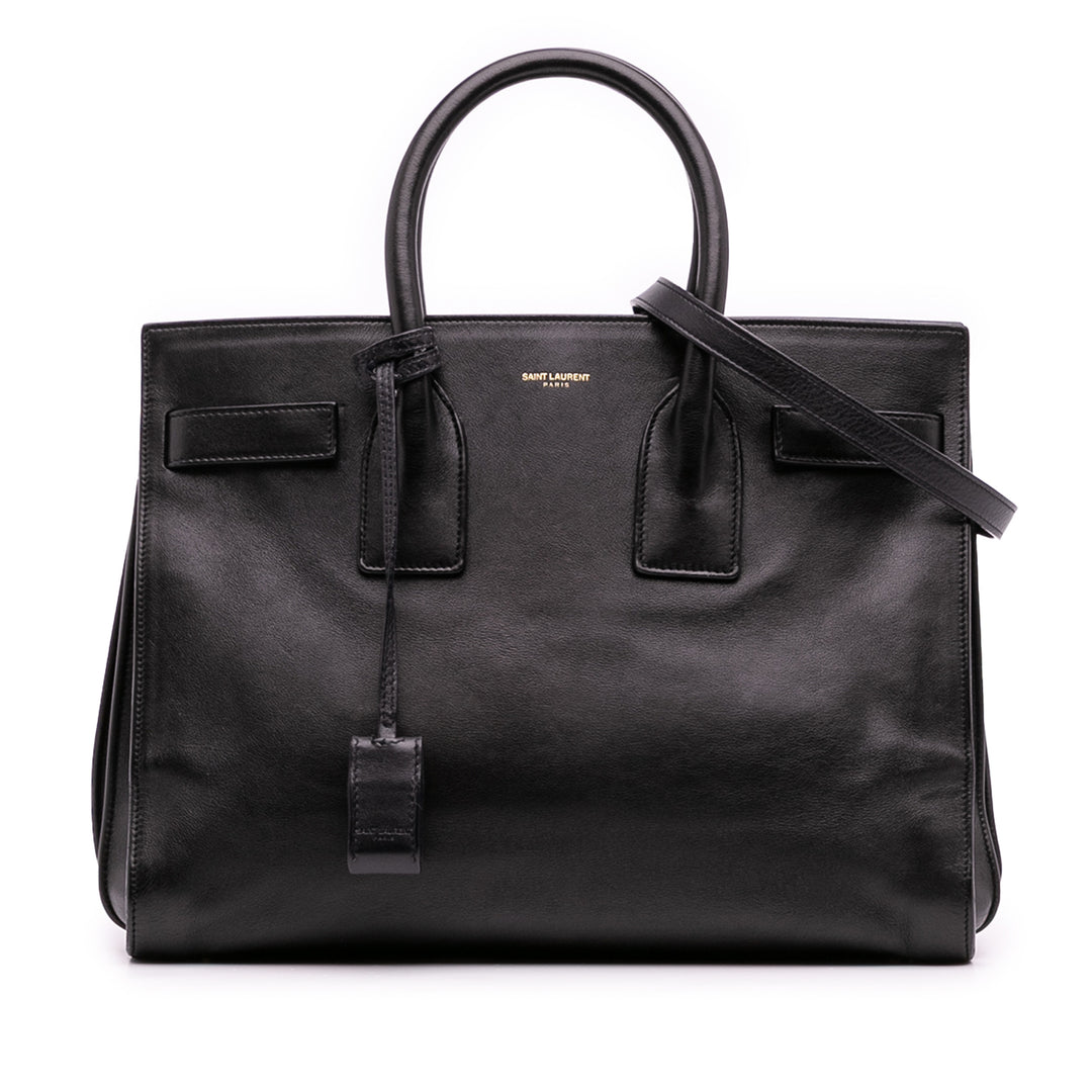 Small Leather Sac De Jour Satchel Black - Gaby Paris