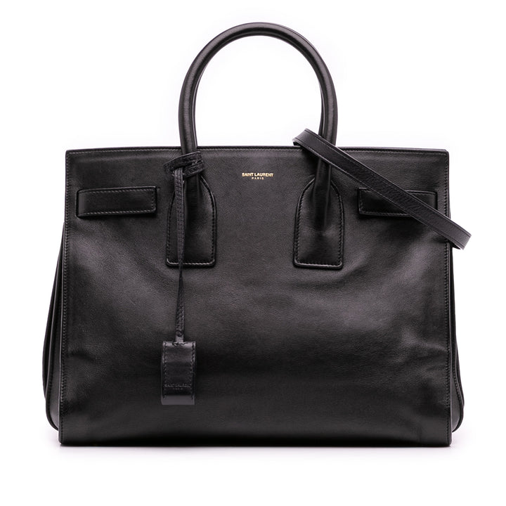 Small Leather Sac De Jour Satchel Black - Gaby Paris
