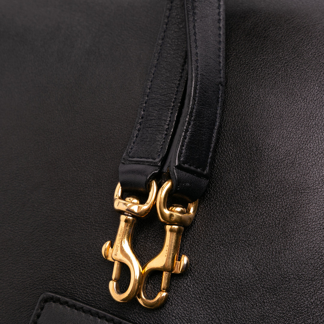 Small Leather Sac De Jour Satchel Black - Gaby Paris
