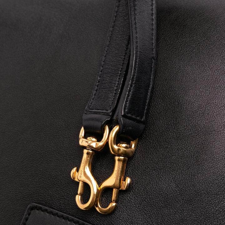 Small Leather Sac De Jour Satchel Black - Gaby Paris