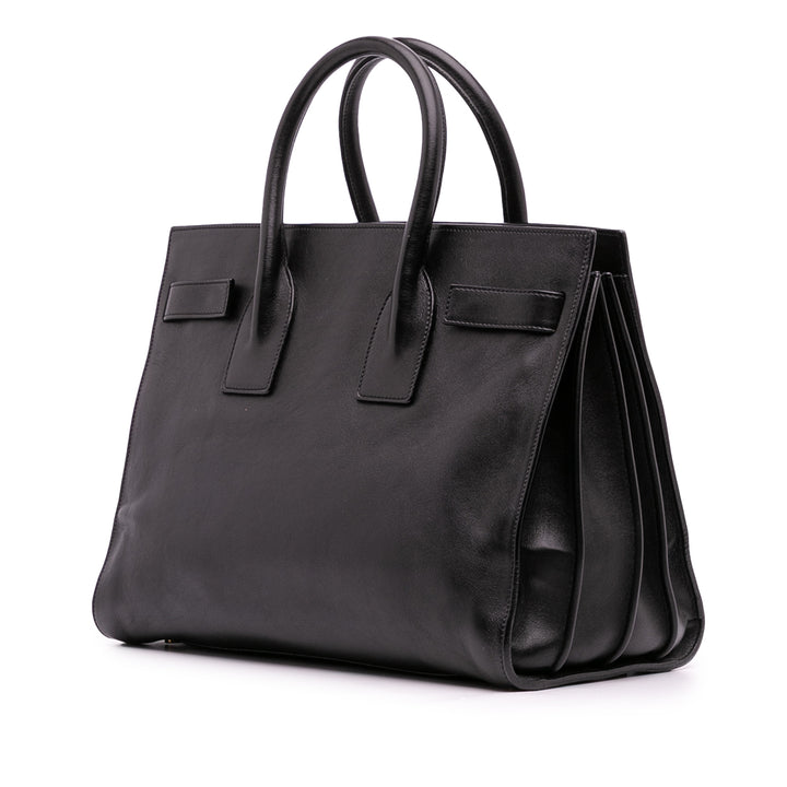 Small Leather Sac De Jour Satchel Black - Gaby Paris