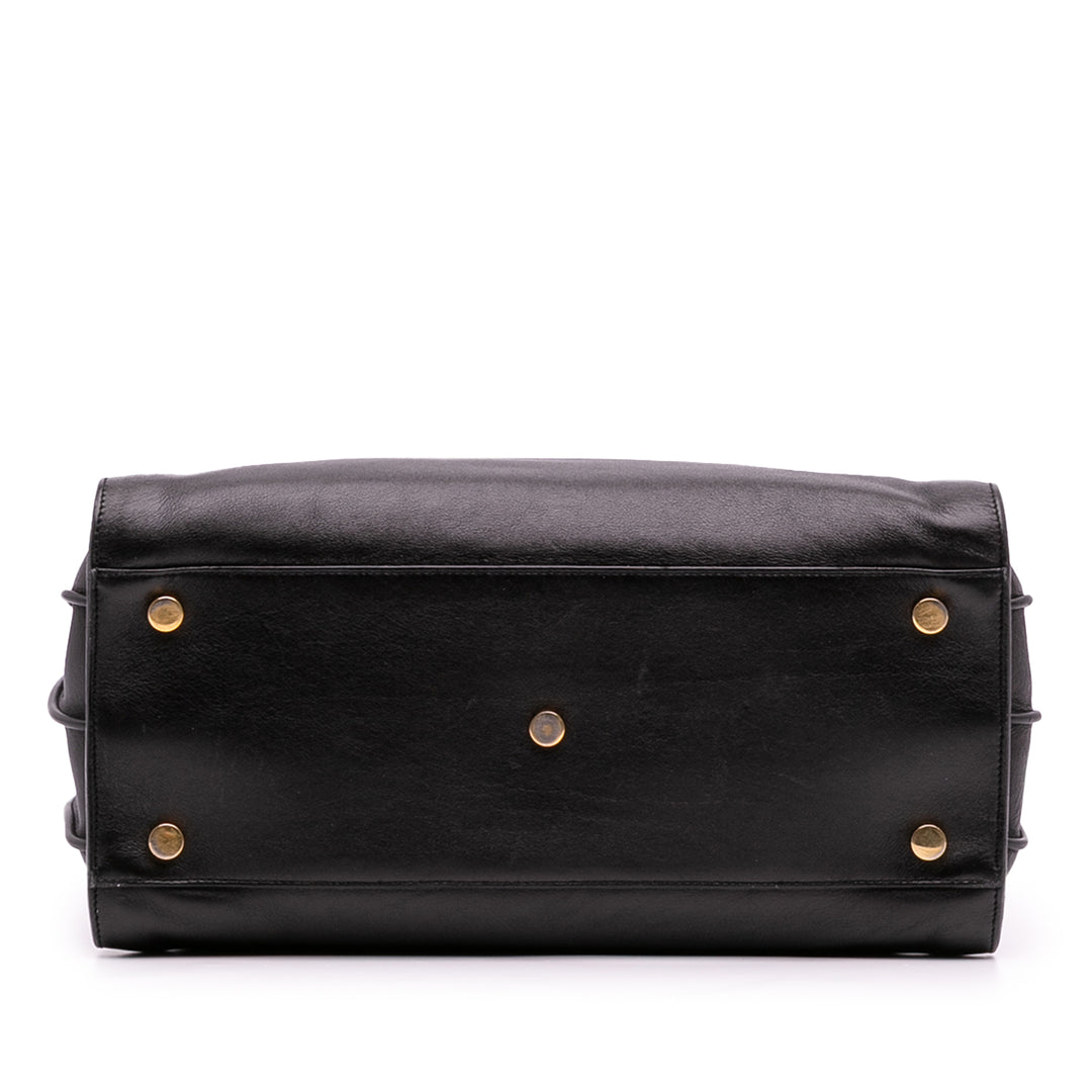 Small Leather Sac De Jour Satchel Black - Gaby Paris