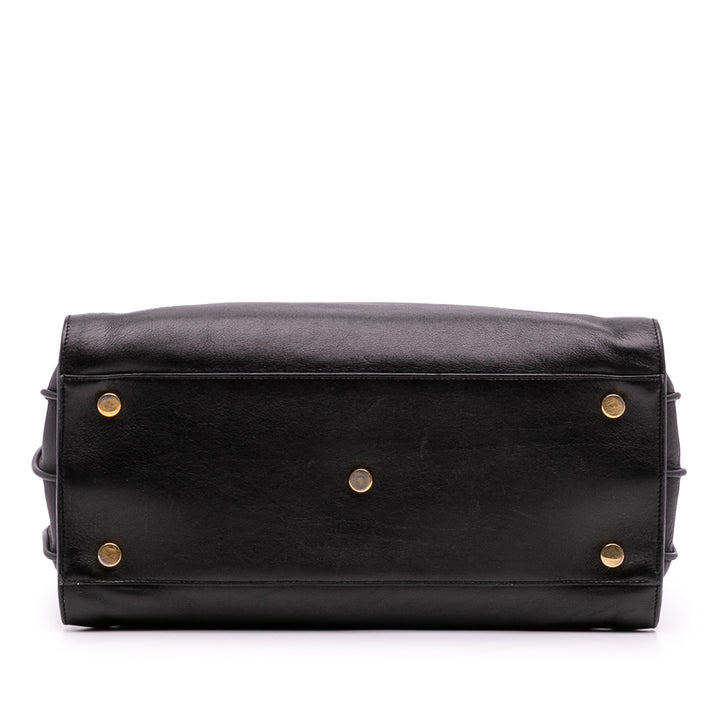 Small Leather Sac De Jour Satchel Black - Gaby Paris