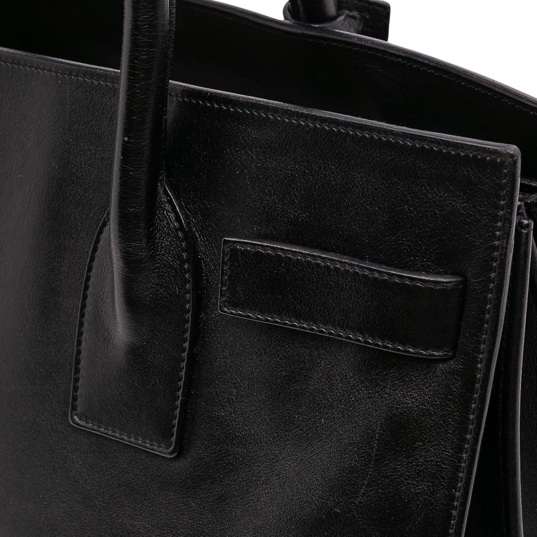 Small Leather Sac De Jour Satchel Black - Gaby Paris