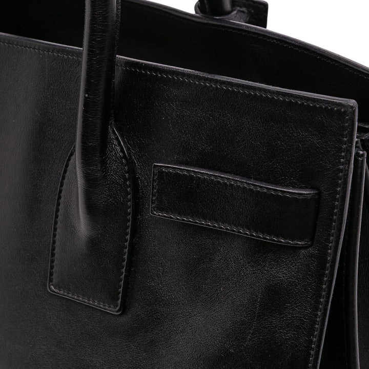 Small Leather Sac De Jour Satchel Black - Gaby Paris