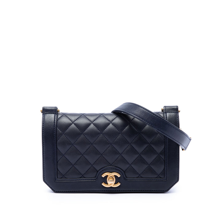 Chanel CC Matelassé Cuir d'agneau Diamond à rabat