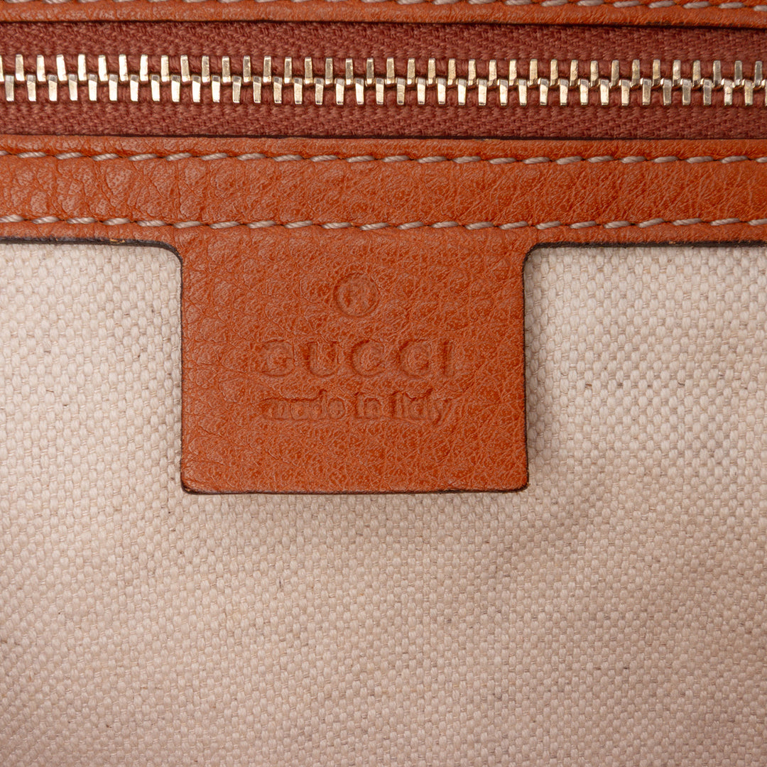 Medium Calfskin Web Joy Boston Bag Brown - Gaby Paris