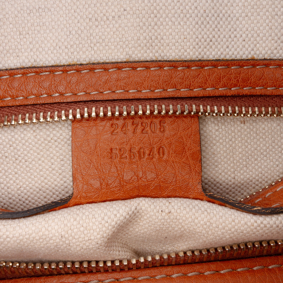 Medium Calfskin Web Joy Boston Bag Brown - Gaby Paris