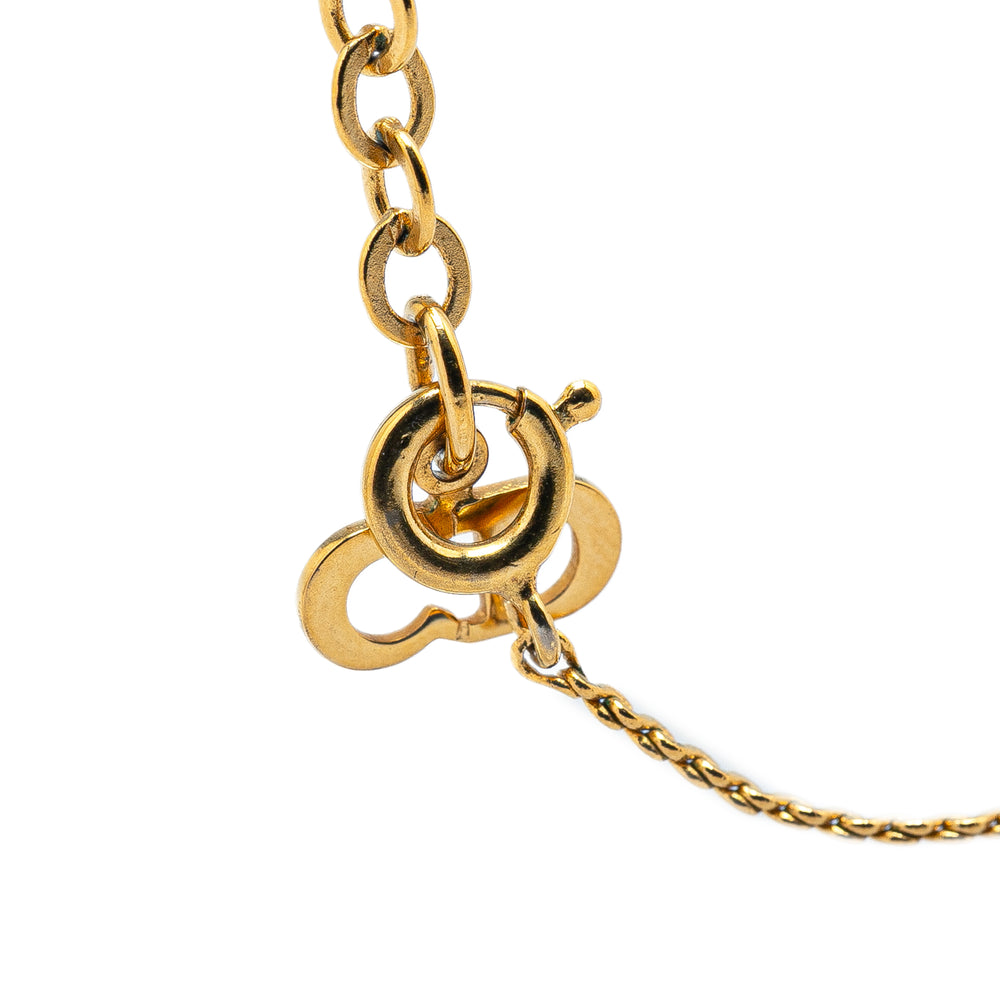 Gold Plated Logo Rhinestone Pendant Necklace Gold - Gaby Paris