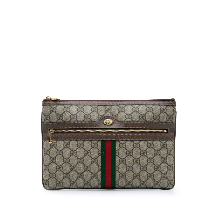 Large GG Supreme Ophidia Web Clutch Brown - Gaby Paris