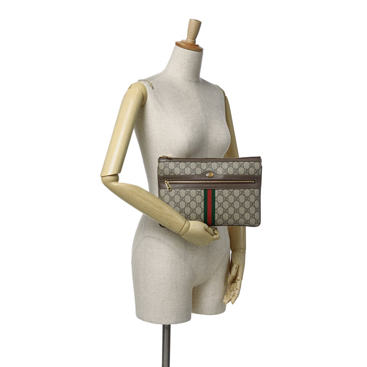 Large GG Supreme Ophidia Web Clutch Brown - Gaby Paris