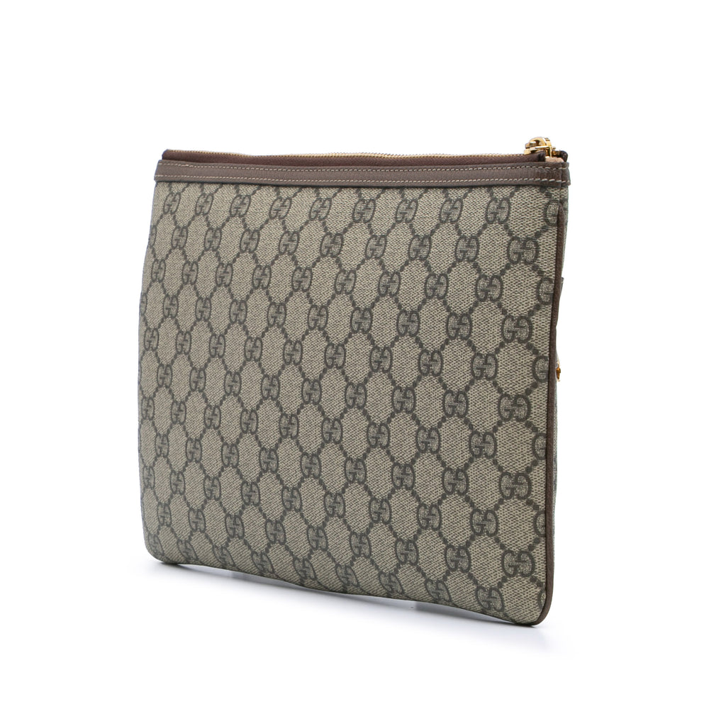 Large GG Supreme Ophidia Web Clutch Brown - Gaby Paris