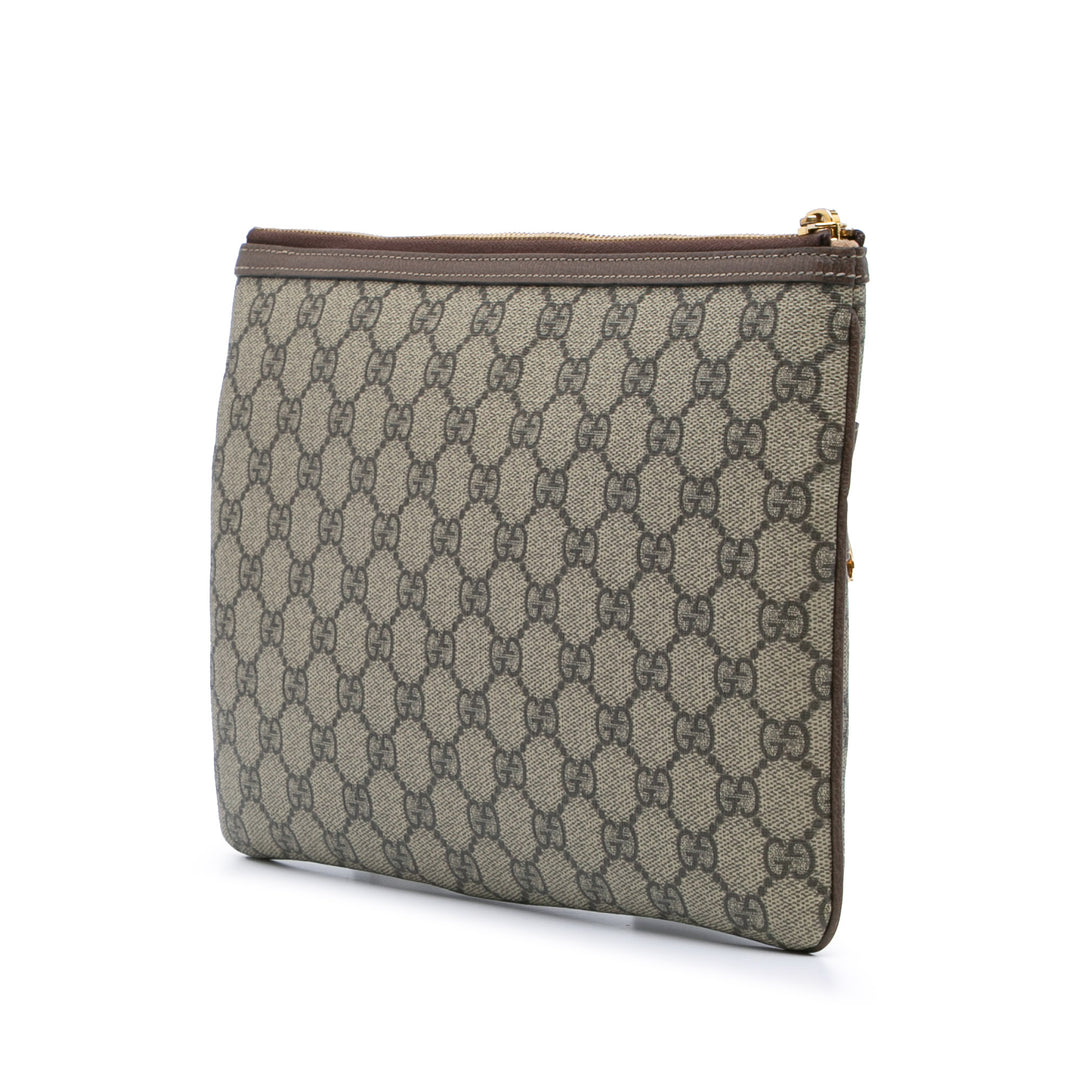 Large GG Supreme Ophidia Web Clutch Brown - Gaby Paris