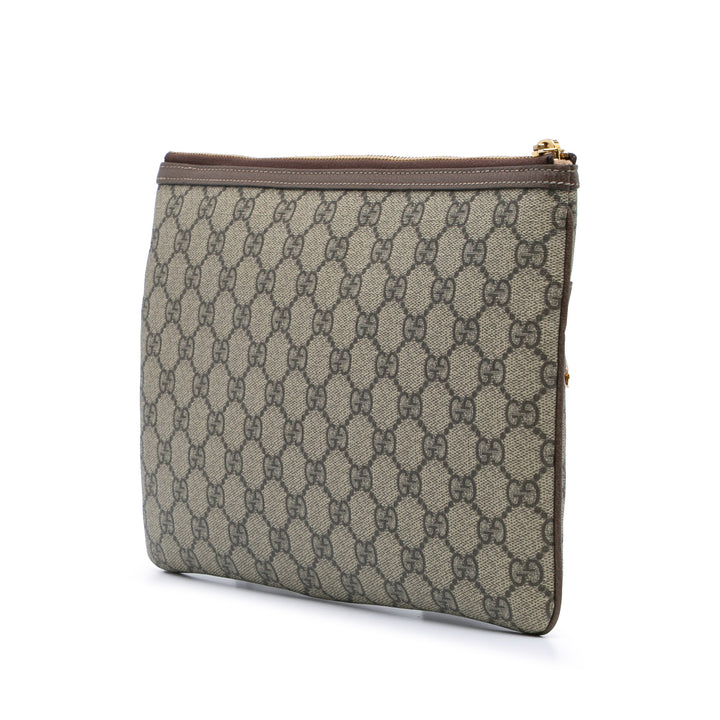 Large GG Supreme Ophidia Web Clutch Brown - Gaby Paris