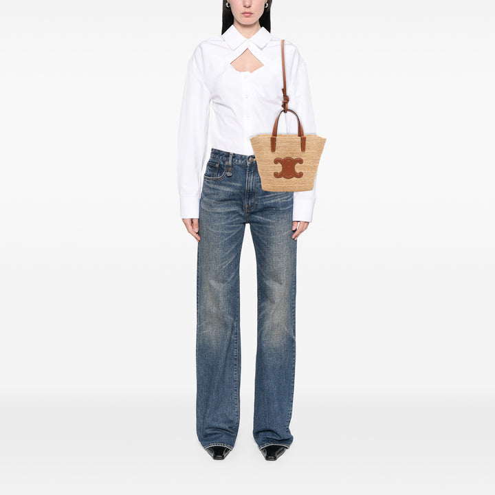 Celine Souple Triomphe Classic Panier Cabas Teen Beige – vue 6 – GABY PARIS