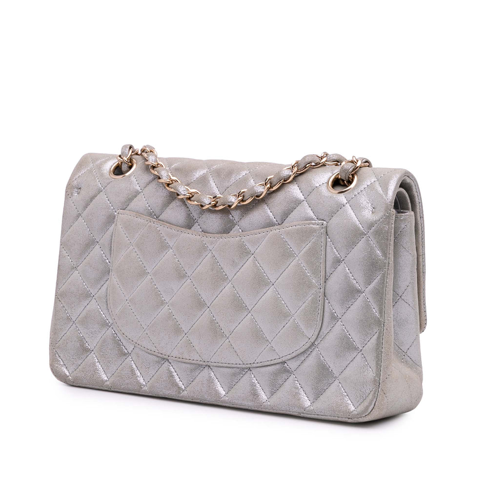 Medium Classic Iridescent Lambskin Double Flap Brown - Gaby Paris