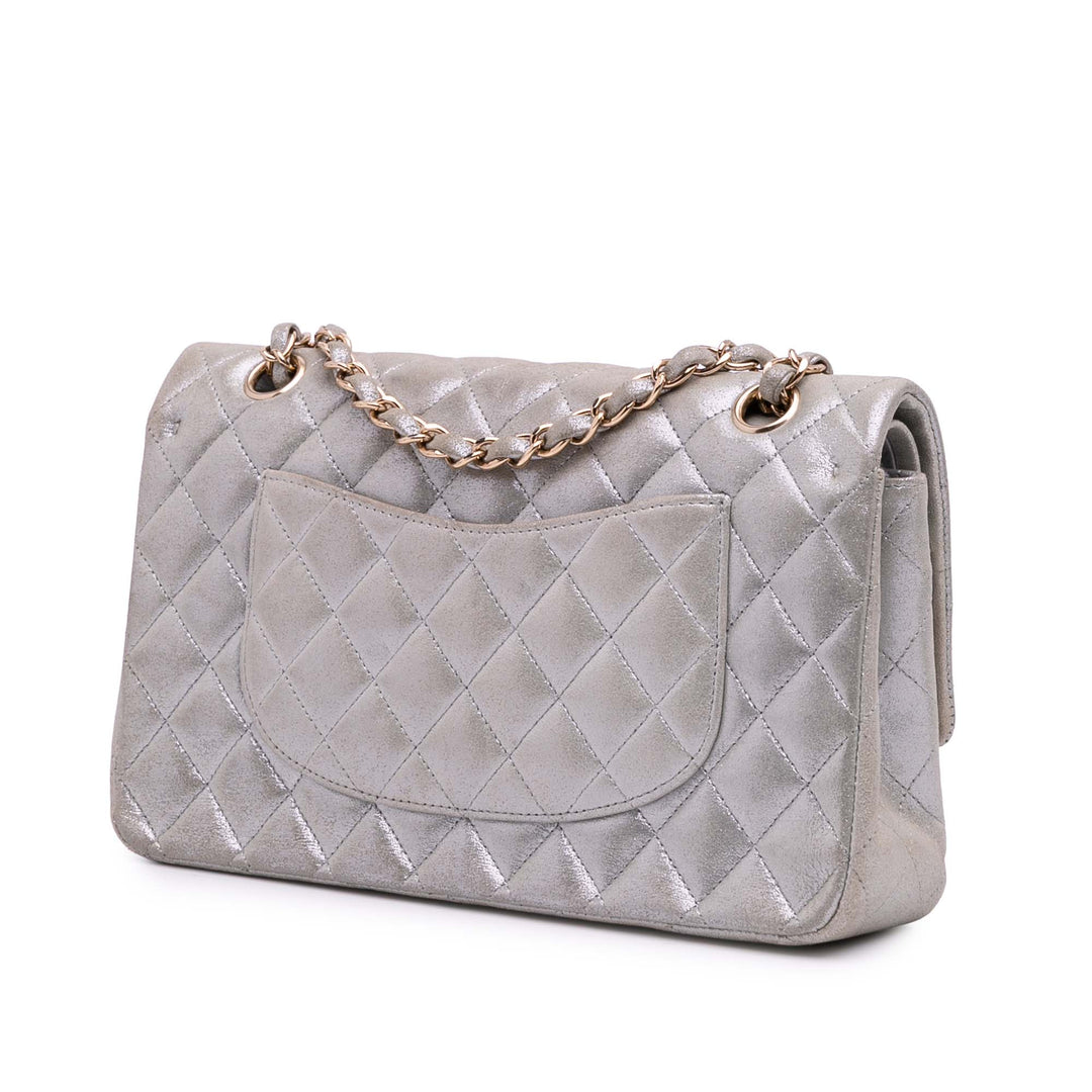 Medium Classic Iridescent Lambskin Double Flap Brown - Gaby Paris