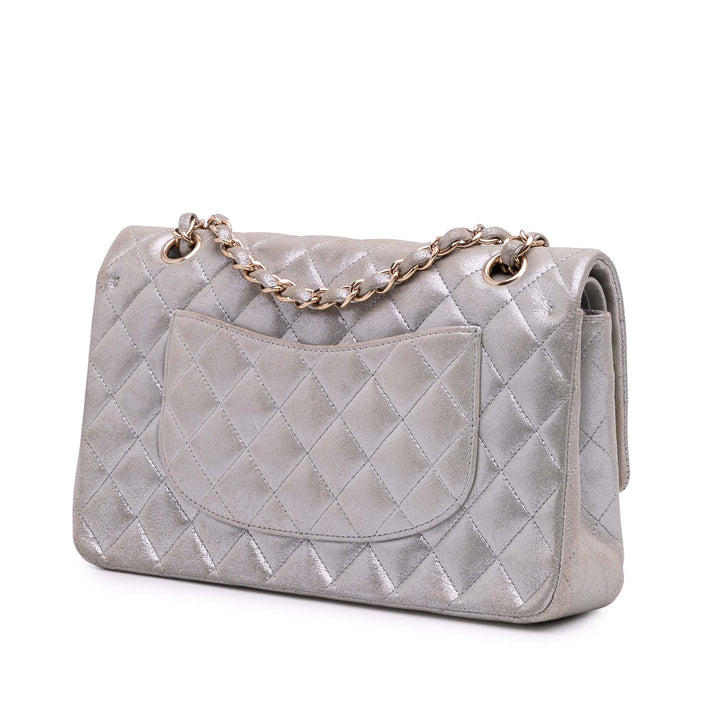 Medium Classic Iridescent Lambskin Double Flap Brown - Gaby Paris