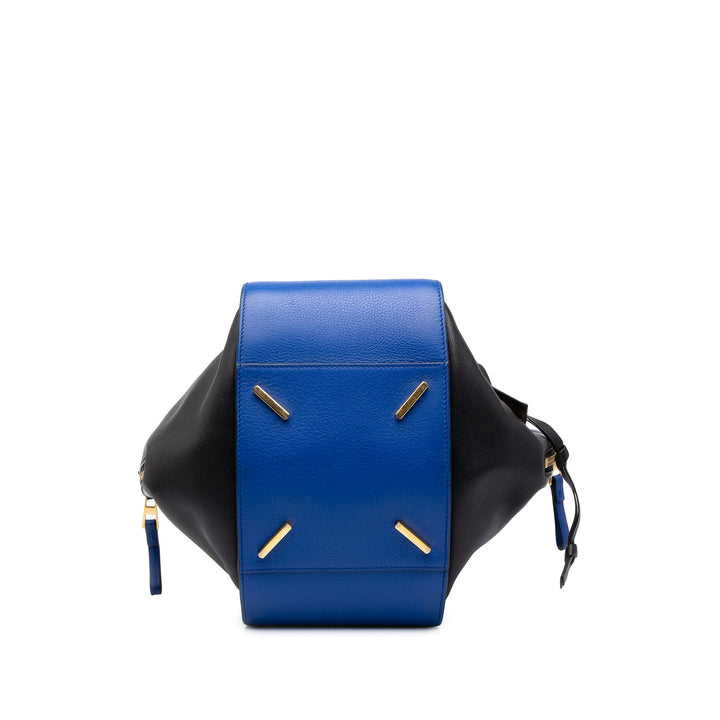 LOEWE Sac à main Bicolore grainé Hammock Moyen Cuir de veau grainé Bleu – vue 3 – GABY PARIS