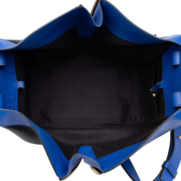 LOEWE Sac à main Bicolore grainé Hammock Moyen Cuir de veau grainé Bleu – vue 4 – GABY PARIS