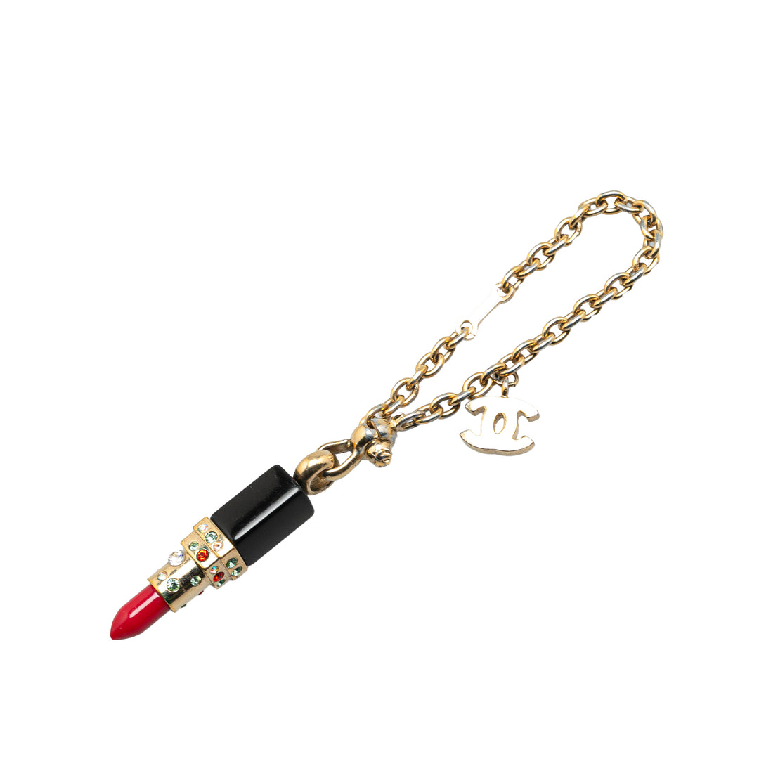 Gold Plated Resin Crystal Lipstick CC Bracelet Gold - Gaby Paris