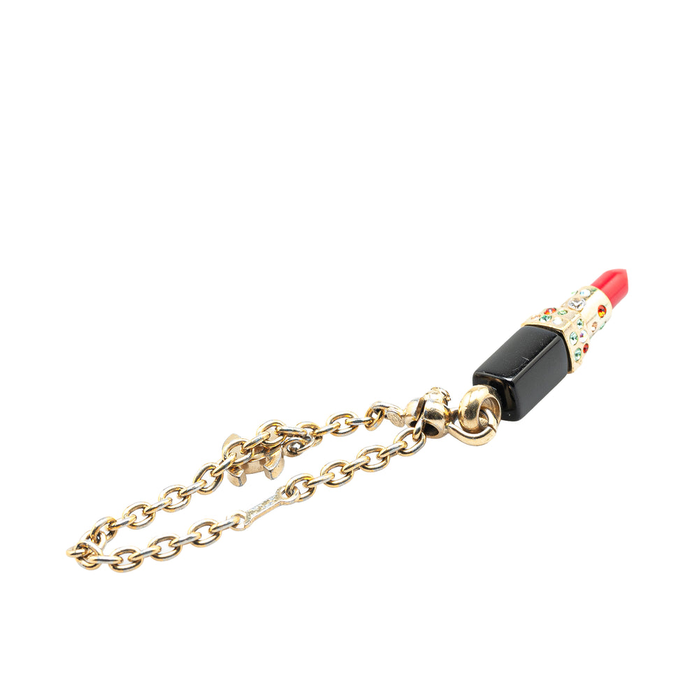 Gold Plated Resin Crystal Lipstick CC Bracelet Gold - Gaby Paris