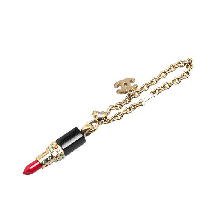Gold Plated Resin Crystal Lipstick CC Bracelet Gold - Gaby Paris