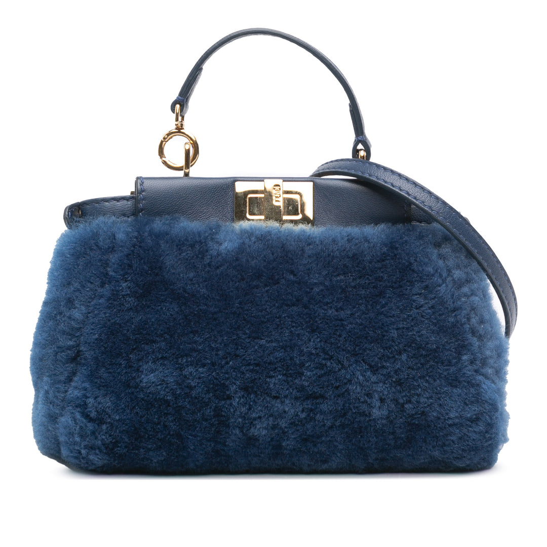 Fendi Micro Shearling Peekaboo Sac cartable Bleu – GABY PARIS Authentique