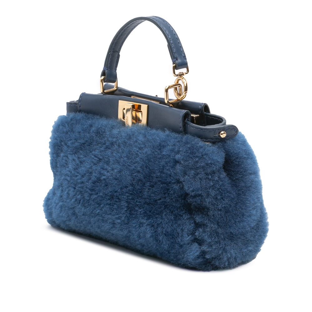 Fendi Micro Shearling Peekaboo Sac cartable Bleu – GABY PARIS Authentique
