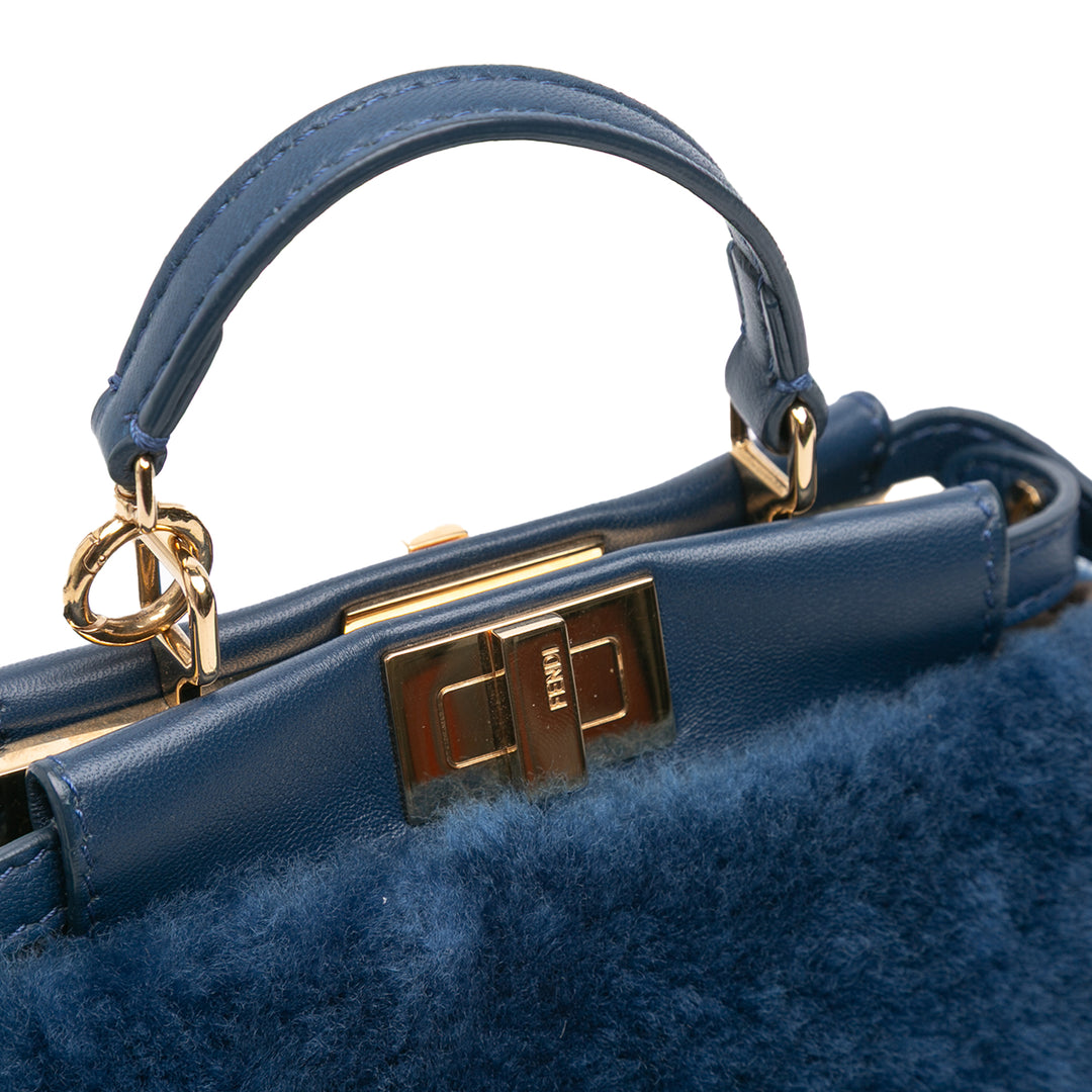 Fendi Micro Shearling Peekaboo Sac cartable Bleu – GABY PARIS Authentique