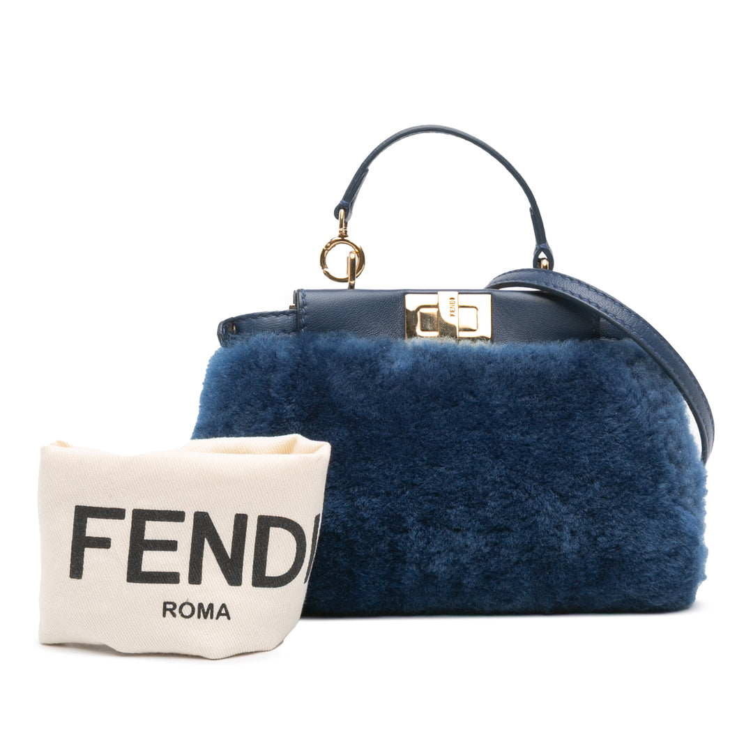 Fendi Micro Shearling Peekaboo Sac cartable Bleu – GABY PARIS Authentique