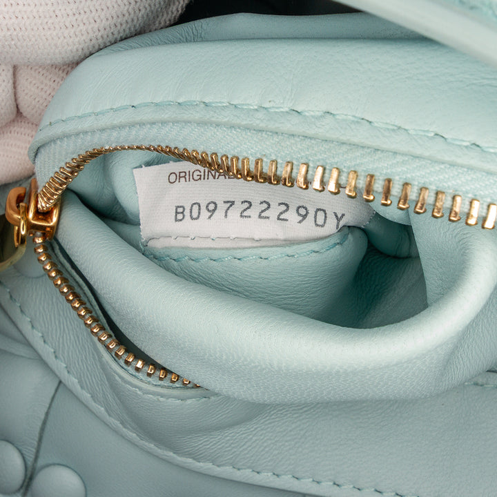 Nappa Intrecciato Padded Chain Cassette Satchel Blue - Gaby Paris