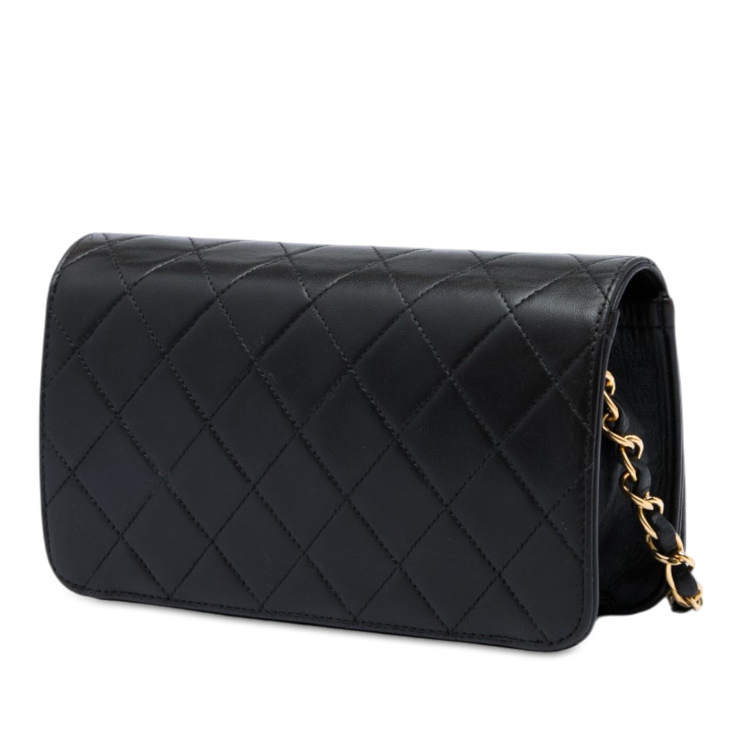 Chanel CC Matelassé Full Rabat simple Cuir d'agneau Noir