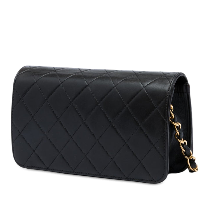 Chanel CC Matelassé Full Rabat simple Cuir d'agneau Noir