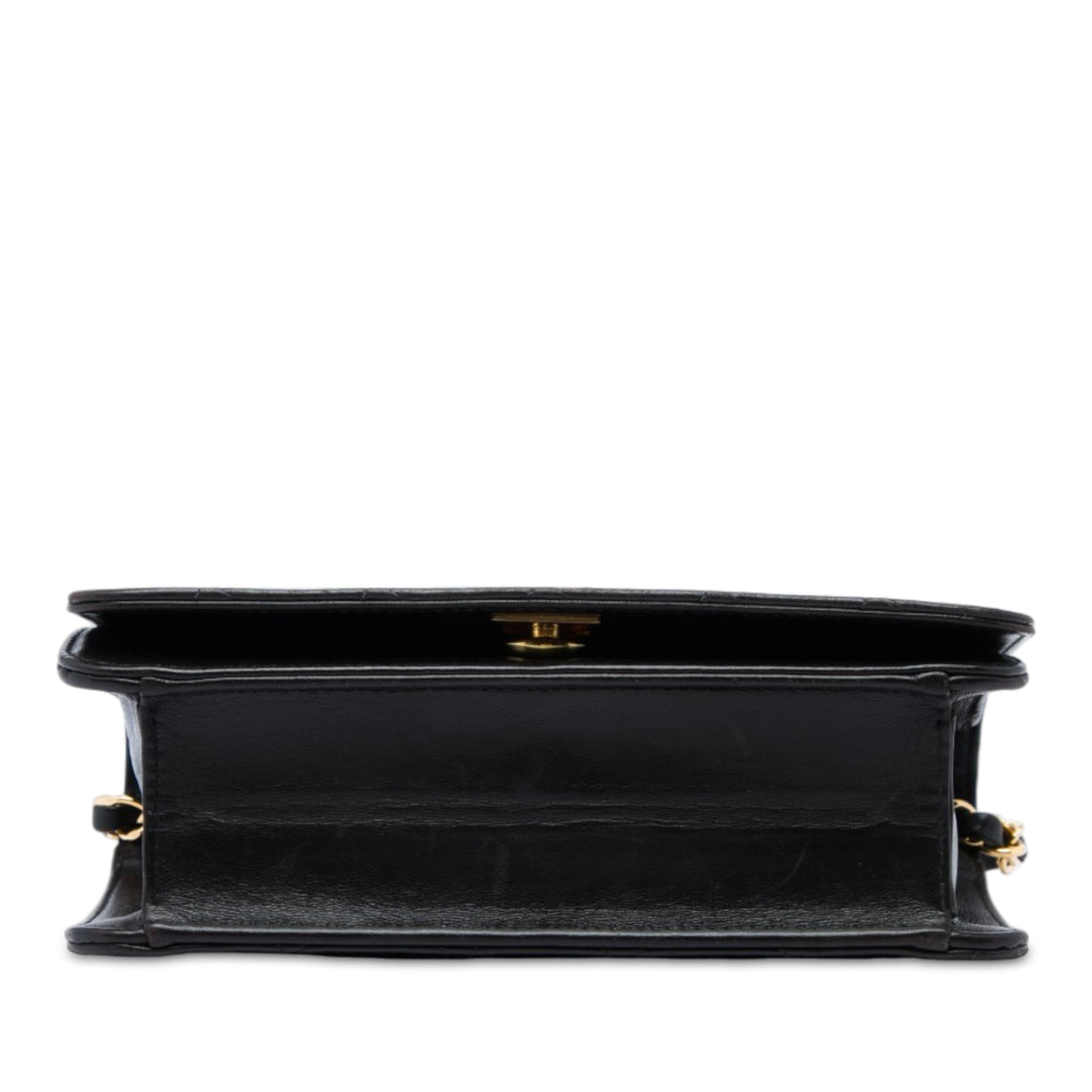 Chanel CC Matelassé Full Rabat simple Cuir d'agneau Noir