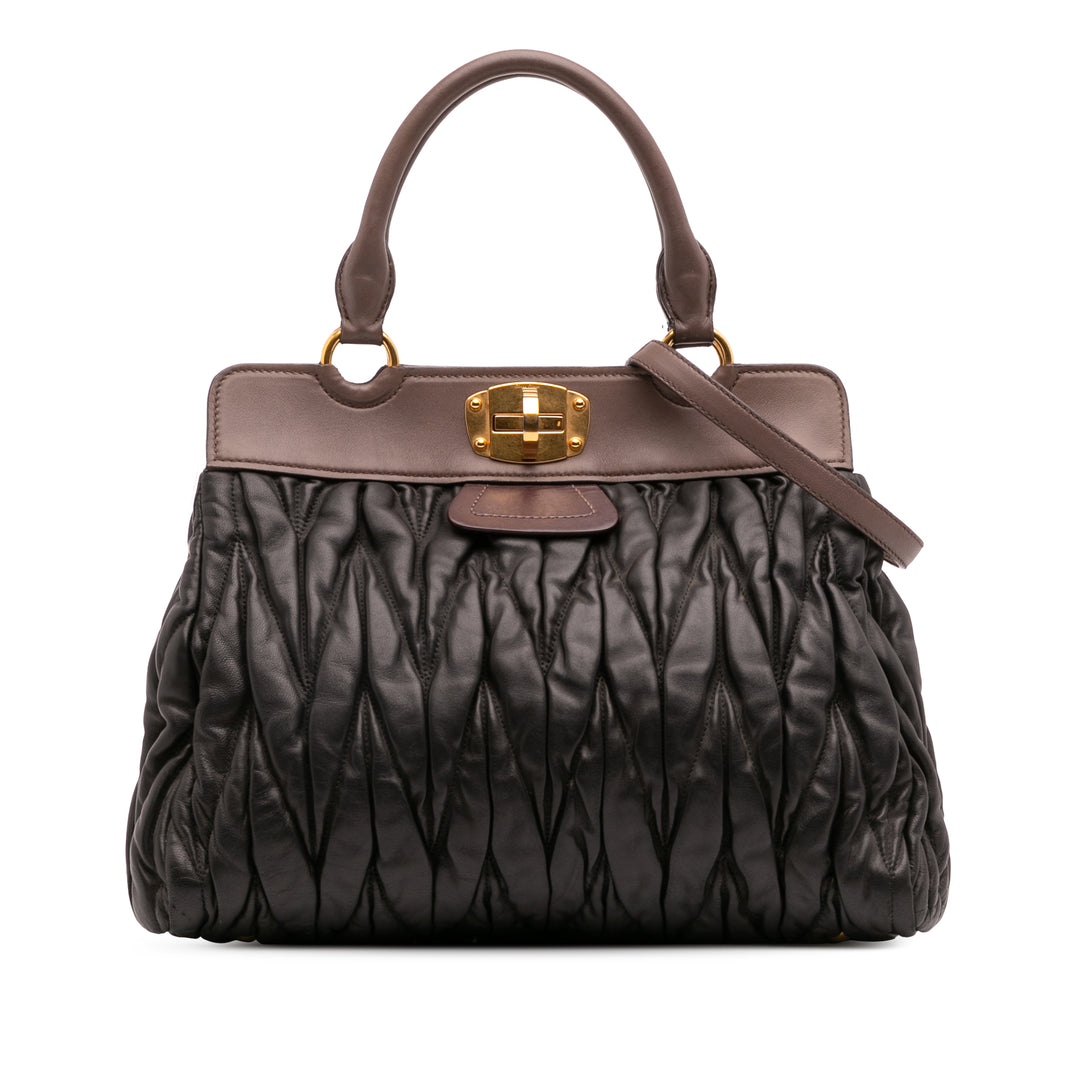 Miu Miu Matelasse Leather Turnlock Cabas Noir – GABY PARIS Authentique